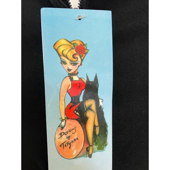 New Bettie Page Black Leopard Pin Up Style Dress Size Medium - Picture 6 of 7